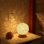 Nordic Rattan Ball LED Night Light, Dimmable USB Bedside Table Lamp, Starry Eye-Caring Decor Gift for Bedroom Homestay - Image 3