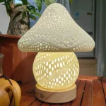 Wholesale Nordic Minimalist 3D Printed Mushroom Table Lamp, Creative Aesthetic Bedside Desk Lamp for Home Bedroom Study Decor