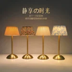 Pleated Touch Control Rechargeable Eye-Caring Table Lamp, Metal Luxury Creative Night Light for Bedroom Student Study