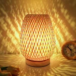Wabi Sabi Bamboo Wood Table Lamp, Japanese Retro Woven Bedside Night Light, Nordic Ins Decor Lamp for Bedroom Homestay - Image 2