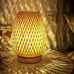Wabi Sabi Bamboo Wood Table Lamp, Japanese Retro Woven Bedside Night Light, Nordic Ins Decor Lamp for Bedroom Homestay - Image 5