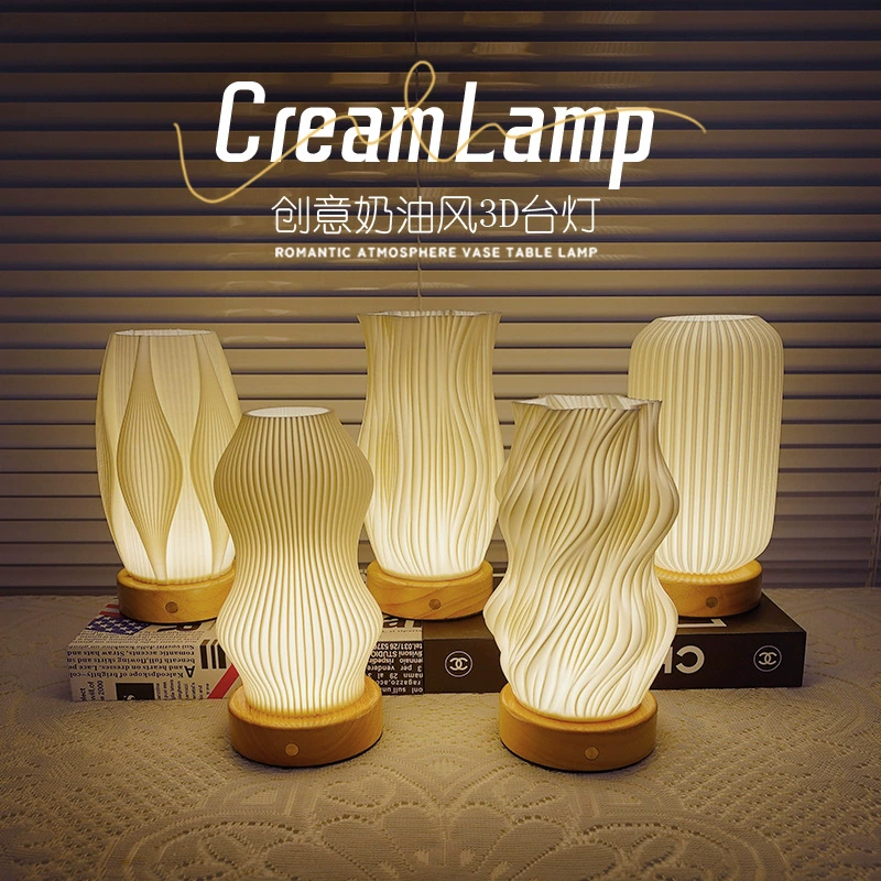 O1CN01nQ0R0m1Do2qYJuNpE_!!2201207670262-0-cib.jpg_ Ins Cream Style 3D Print Touch Dimmable Desk Lamp, Rechargeable Bedside Night Light Vase Lamp for Bedroom Study - Image 1