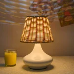 Wabi Sabi Bamboo Woven Table Lamp, Retro Zen Rural Ambience Bedside Night Light for Bedroom Tea Room Study Homestay - Image 4